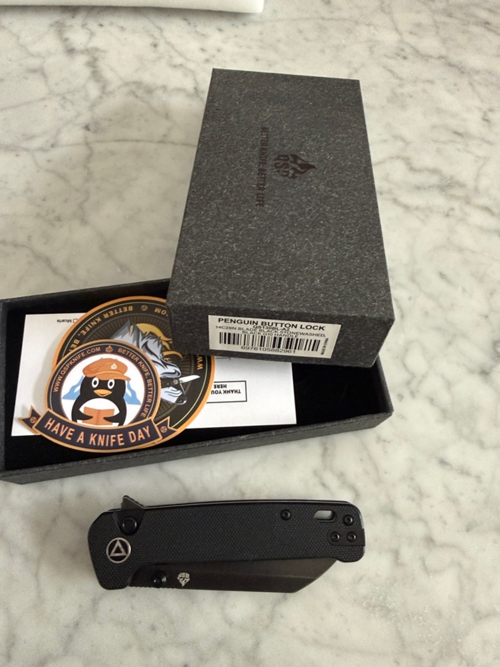 Penguin Button Lock Folding Knife - Black